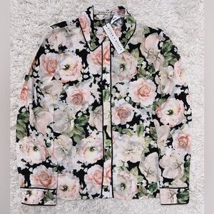 NWT Alice + Olivia Willa Silk Button-Up Shirt Blouse